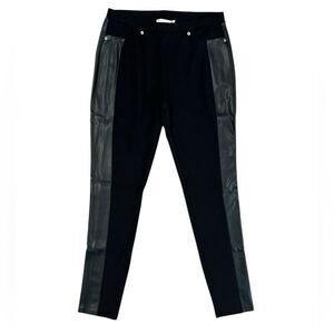 Michael Kors Pull On Black Leggings Faux Leather Sides Womens Size 8
